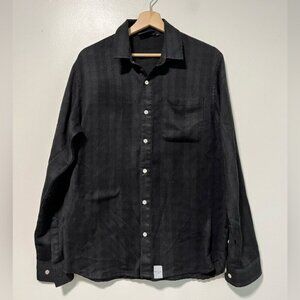 Nicce London Black Button-Up Shirt - Size M, Textured Stripes